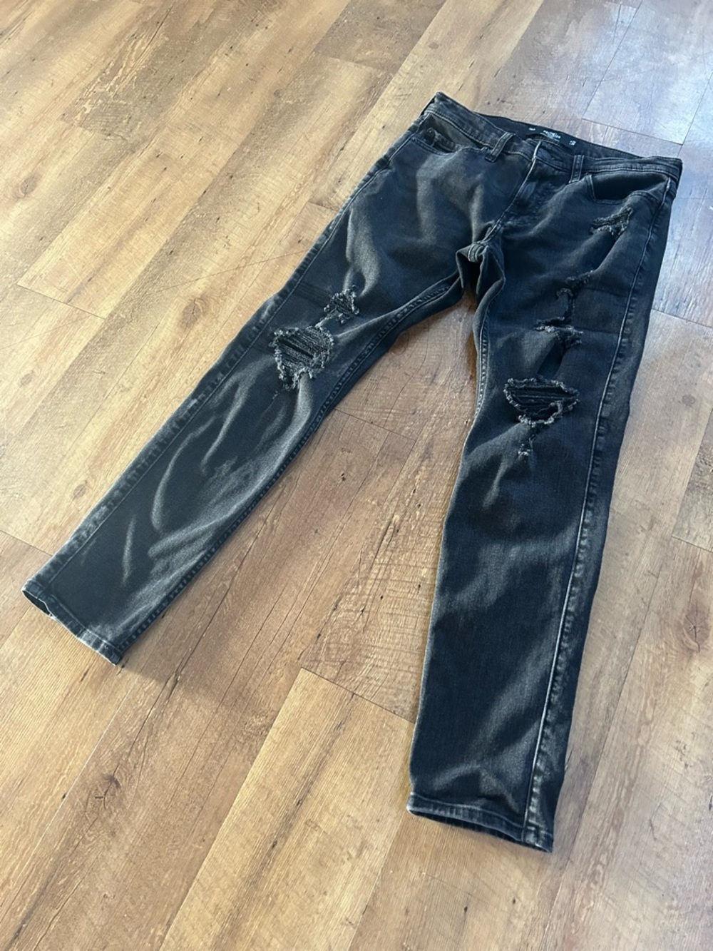 Hollister Black Distressed Skinny Jeans W30 L30 High Rise Stretch - Picture 2 of 15